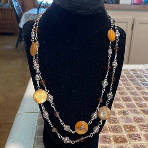Brighton Utopia silver, beaded, and shell‎ long Necklace